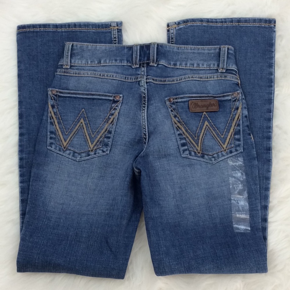 Wrangler boot cut medium wash stretch denim jeans
